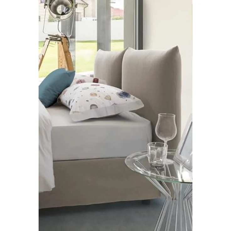 Talamo Italia - Tiziana Doppelbett, Bettkasten mit Stoffbezug, 100 % Made in Italy, Öffnung vorne, geeignet für Matratze 160x190 cm, Taupe – Bild 5