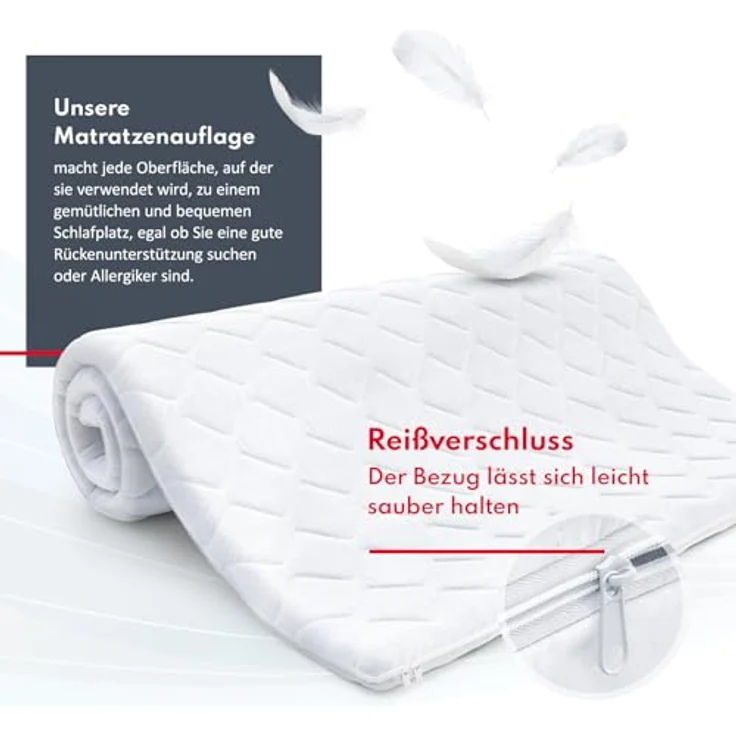 FDM Topper 180x200 cm, Matratzenauflage mit KOKOS, 4 cm Kaltschaum, H4, waschbarer Premium Bezug, antiallergisch – Bild 5