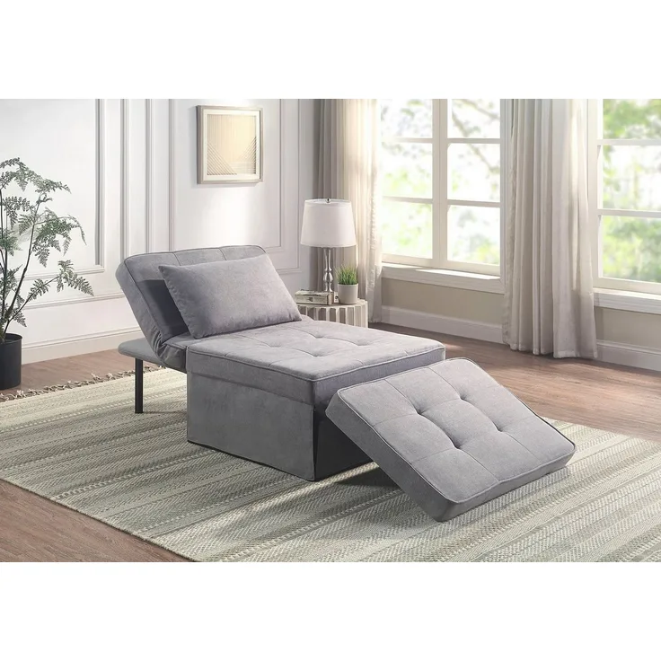 Atlantic Home Collection Sessel, Liege, Hocker Finn, Polyester, Grau, BxTxH: 80 x 72 x 43 cm