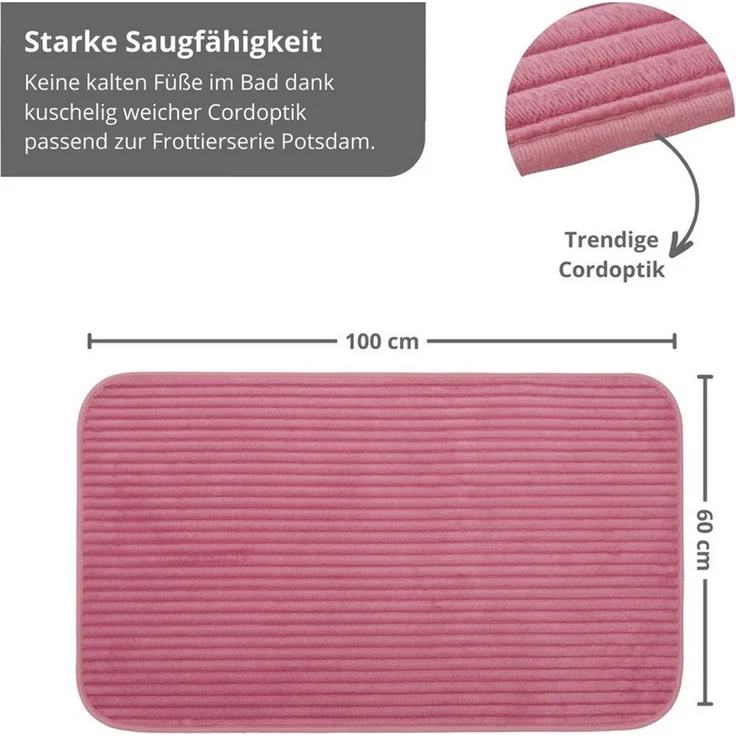 liebling Badematte Badvorleger, Badteppich, rutschhemmend beschichtet, fußbodenheizungsgeeignet, Polyester, quadratisch, starke Saugfähigkeit, für alle Bodenbeläge, in verschiedenen Farben – Bild 3