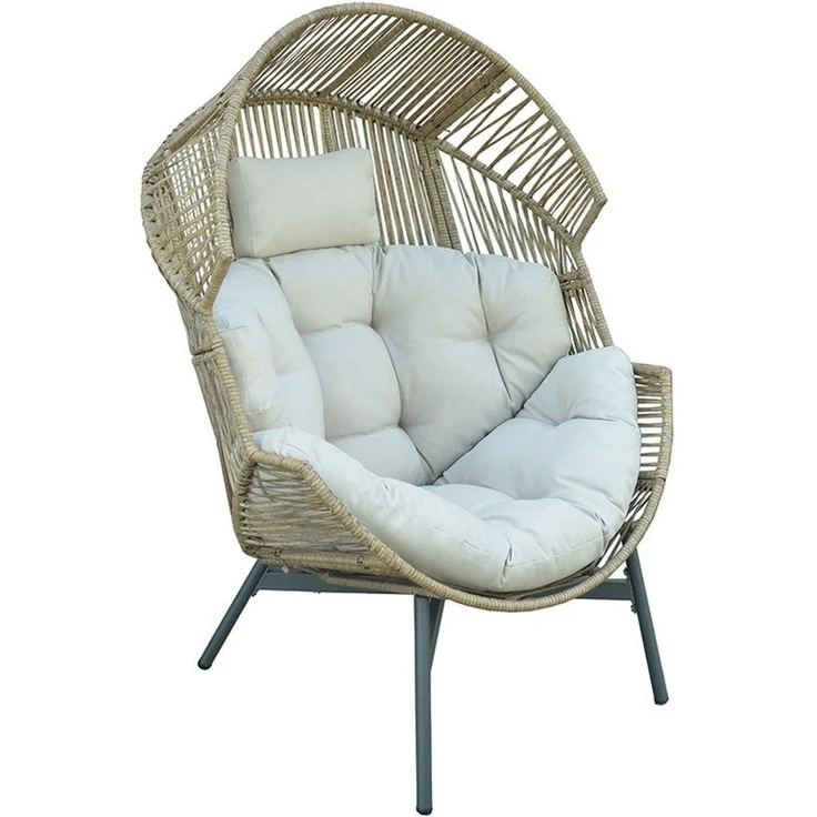 acamp Loungesessel Outdoor Sessel Geflecht Outdoor mit Kissen wetterfest Garten (gepolsterte Sitz und Rückenkissen abnehmbar wasserabweisend), Kunststoff Geflecht in Flechtoptik mit rostgeschütztem Gestell – Bild 3