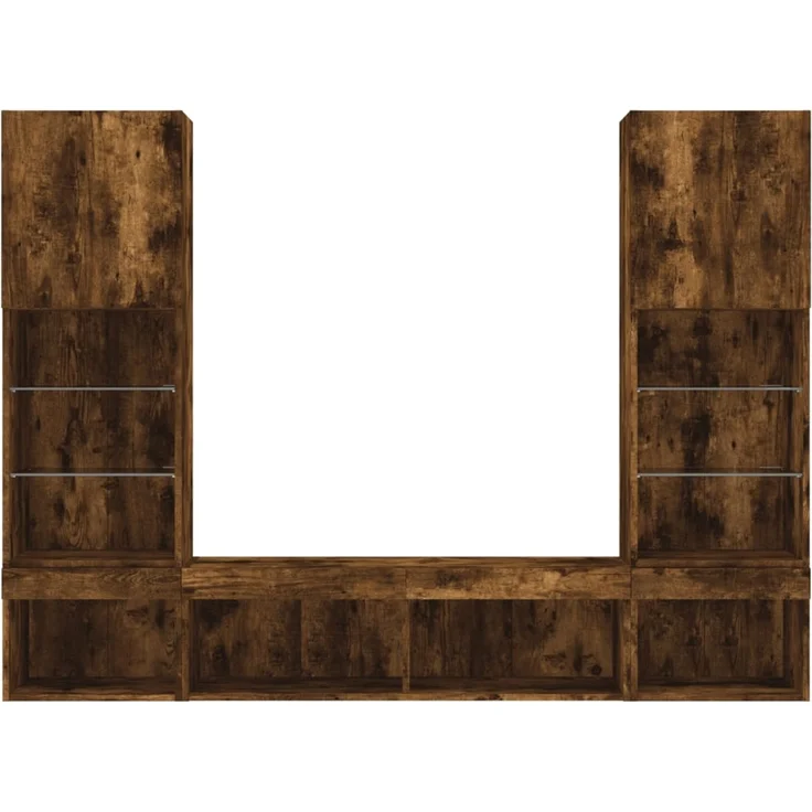 vidaXL 5-tlg. Wohnwand mit LED-Beleuchtung Räuchereiche Holzwerkstoff 3216694 – Bild 6