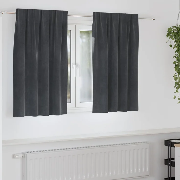 Verdunkelungsvorhänge 2 pcs | für Wohnzimmer & Schlafzimmer Hellgrau 140 x 140 cm Samt – Bild 2