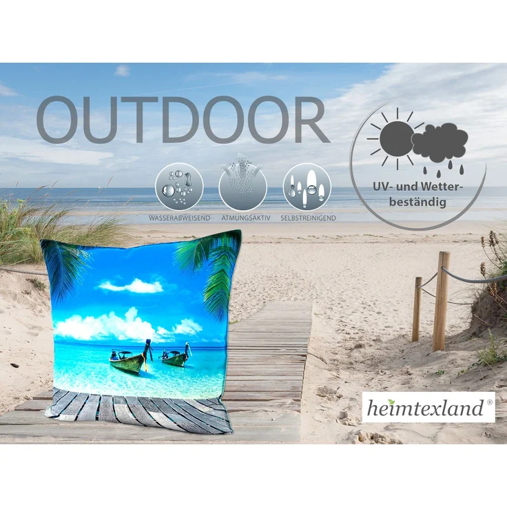 heimtexland Â® Outdoorkissen Lotus Effekt 45x45 Garten Dekokissen Wasserabweisend Outdoor Lounge Deko Kissen Typ742 SÃ¼dsee Boote – Bild 3
