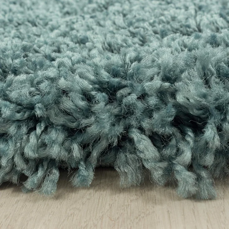 HomebyHome Hochflor Wohnzimmer Teppich 140x200 cm Einfarbig Blau Teppich Langflor Shaggy Modern Teppich für Schlafzimmer, Pflegeleicht Flauschig Weich Rechteckig Kleiner Teppich – Bild 3
