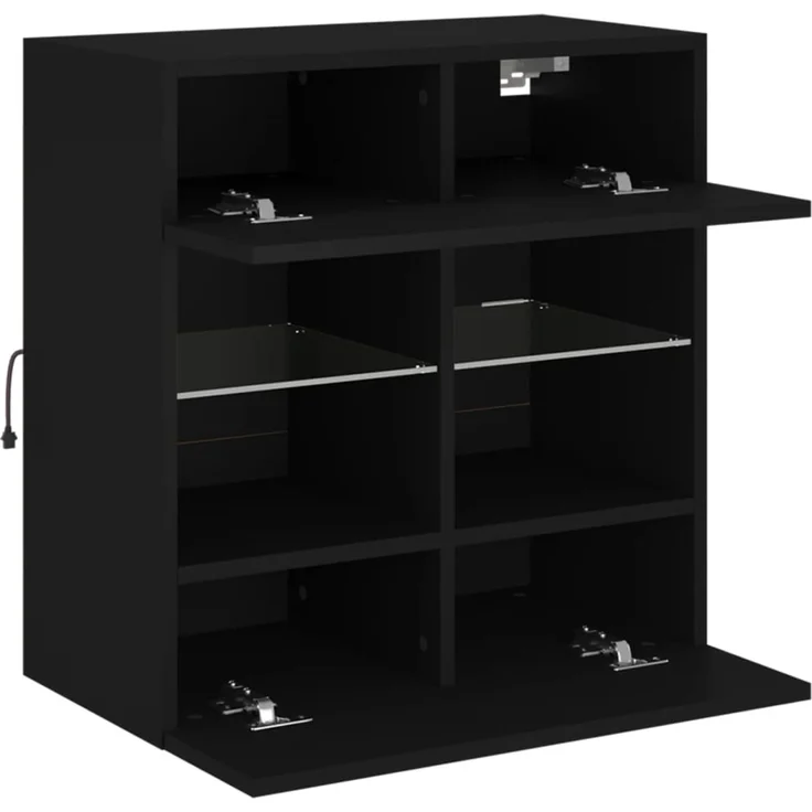 TV-Wandschrank, Fernsehschrank mit LED-Leuchten Schwarz 58,5x30x60,5 cm – Bild 7