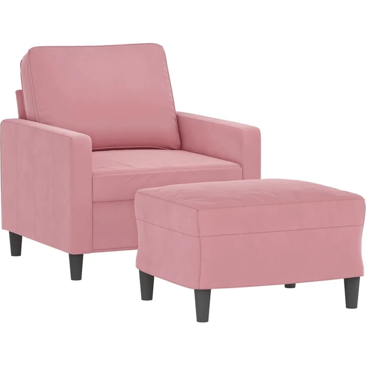 vidaXL Sessel mit Hocker Rosa 60 cm Samt 3201048 – Bild 2