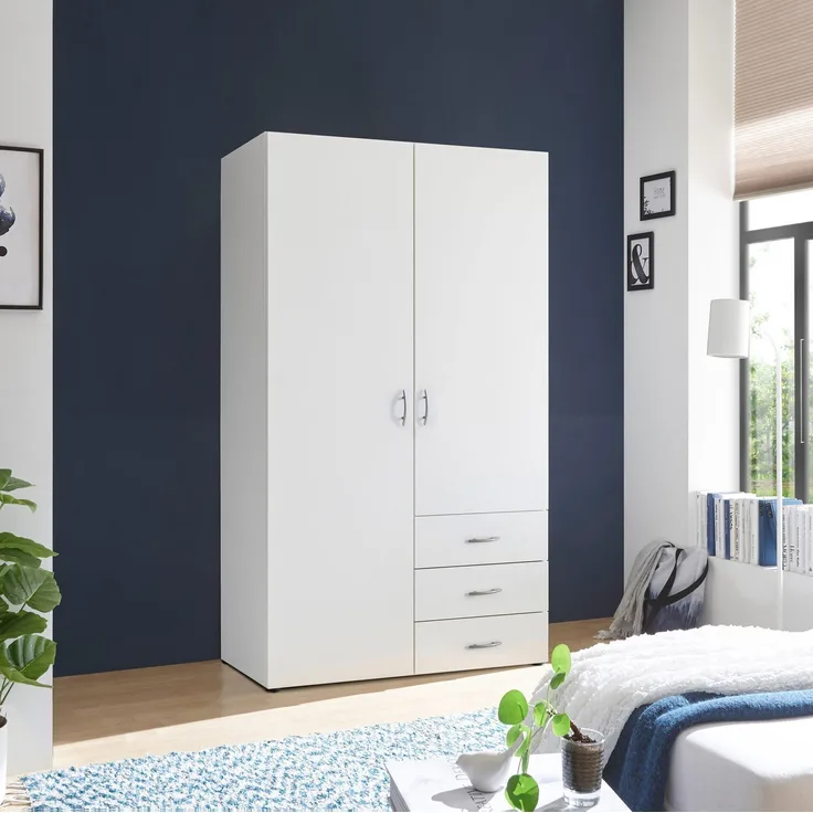 HARRY Kleiderschrank Weiß - Vielseitiger Drehtürenschrank 2-türig für Ihr Schlafzimmer - 101 x 176 x 51 cm (B/H/T)