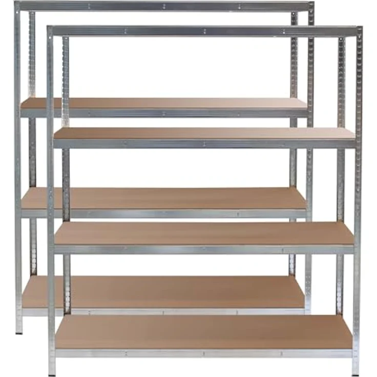 Wiltec Set 2X Schwerlastregal 160 x 60 x 180 cm, 175kg/Ablage, Steckregal verzinkt aus Stahl, Lastenregal mit 4 Ablagen, Werkstattregal – Bild 7