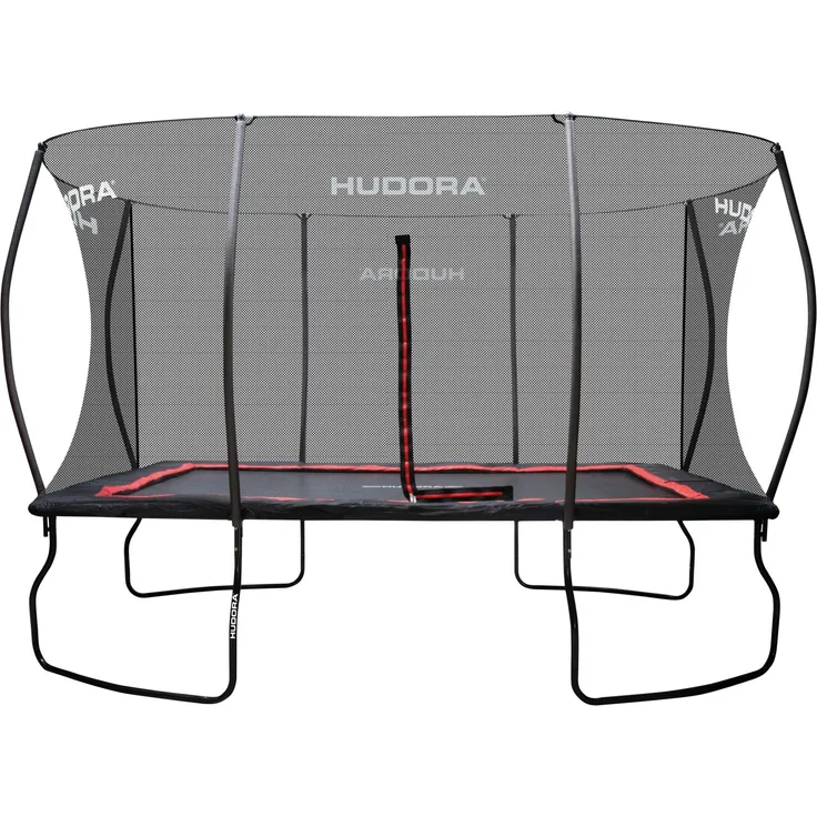 Hudora '4square' Trampolin mit Sicherheitsnetz, Stahl schwarz, 288 x 410 x 272 cm
