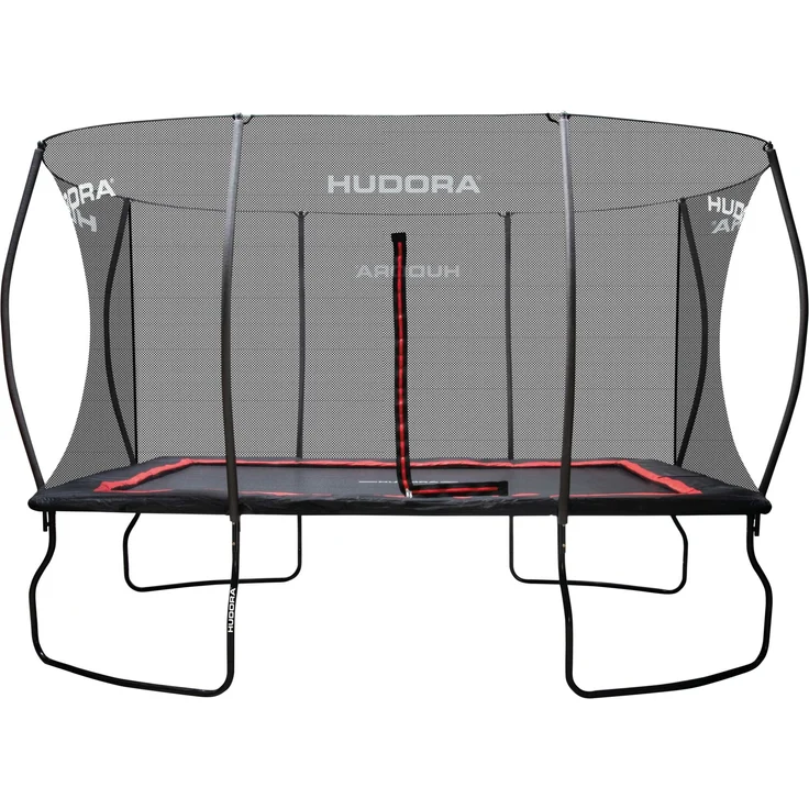 Hudora '4square' Trampolin mit Sicherheitsnetz, Stahl schwarz, 288 x 410 x 272 cm – Bild 1