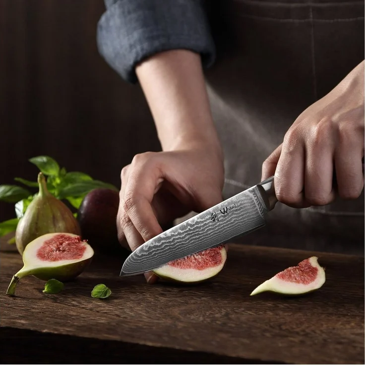 Wakoli Santokumesser EDIB Damast Kleines Santoku I Küchenmesser Kochmesser I12cm Klinge, VG10 Kern, 67 Lagen Damaststahl, Pakkaholzgriff, inkl. Geschenkbox – Bild 3