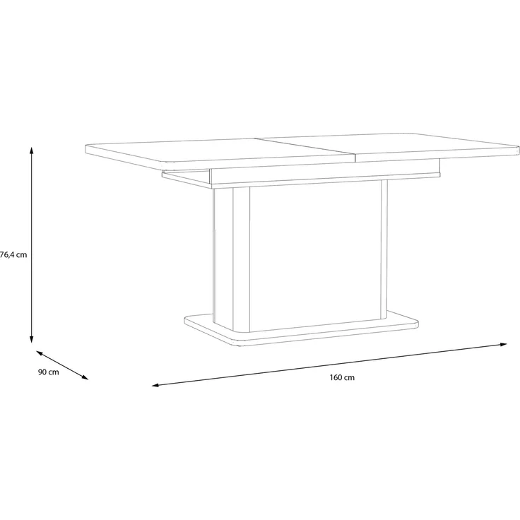 Forte LACETTI Esstisch 160, moderner, ausziehbarer Esstisch, Wohnzimmer, Esszimmer, Kaschmir| Beige mit Valencia Eiche Holzdekor, 160 (200) cm breit x 76,4 cm hoch x 90 cm tief – Bild 6