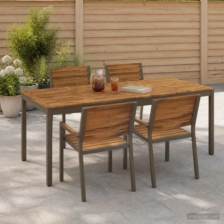 vidaXL Gartentisch NAARDEN Natur und Kaffee 147 x 88,5 x 75 cm 901324