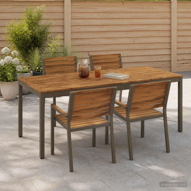 vidaXL Gartentisch NAARDEN Natur und Kaffee 147 x 88,5 x 75 cm 901324 – Bild 1