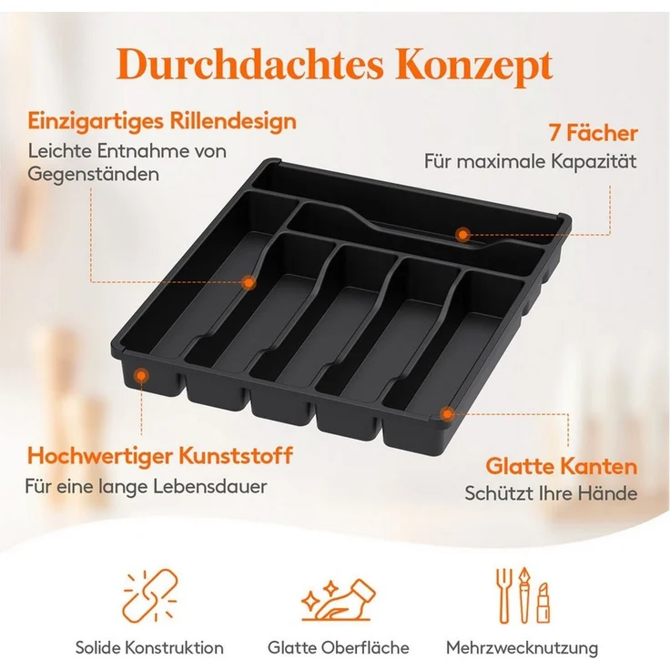 Lifewit Besteckeinsatz Schublade Organizer Küche, 7 Fächern (Set, 1-tlg), Stabil – Bild 3