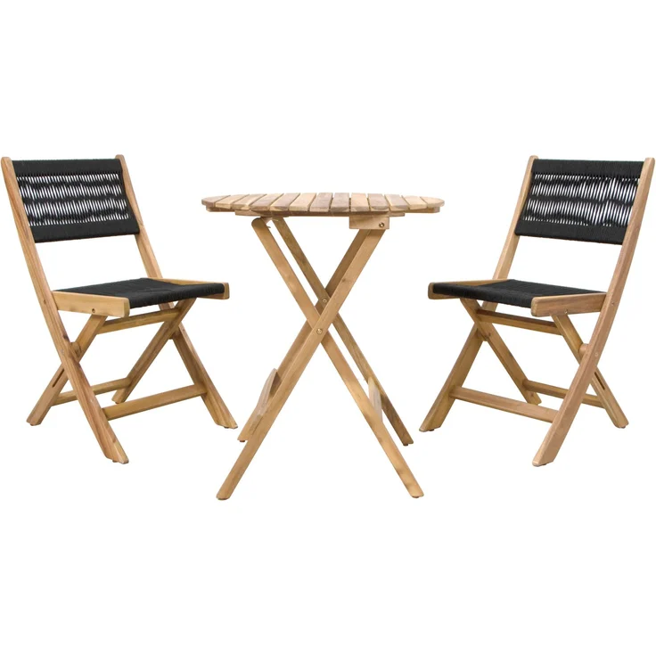 Balkonset Akazie Holz für Balkon ROPE Bistrotisch mit 2 Stühlen – Bild 1