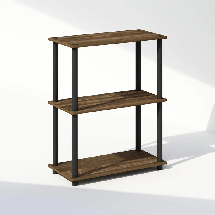 Furinno Turn-N-Tube 3-stufiges, kompaktes Mehrzweck-Präsentationsregal, Regaleinheit, Bücherregal, Columbia Walnuss/Schwarz – Bild 1