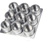 10tlg Edelstahl Metallic Gewürzdosenset Gewurzregal Salz Pfeffer Küche Gewürz Behälter Silber