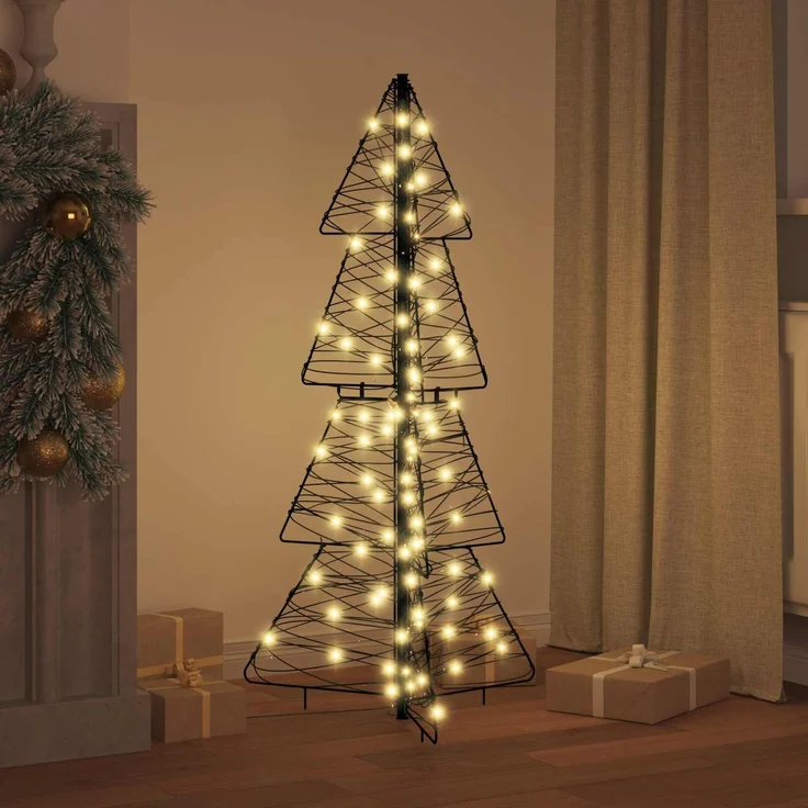 vidaXL Weihnachtsbaum Warmes Weiß 120 cm Rattan 100 LEDs 42019220 – Bild 3
