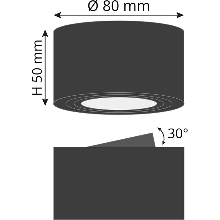 SSC-LUXon LED Aufbaustrahler CELI-1B LED Aufbauspot schwarz 6W dimmbar warm/neutral/tageslicht, Warmweiß bis Tageslicht – Bild 7