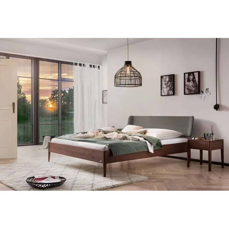 Hasena Massivholzbett Varese Nussbaum mit Kopfteil Pace grey 140x200 cm, Komforthöhe 25 cm – Bild 2