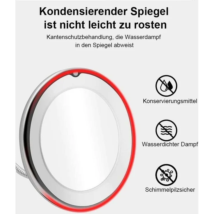 feinlux Schminkspiegel Kosmetikspiegel Vergrößerungsspiegel mit 10-fache (Packung, LED Beleuchtung Saugnapf Kosmetikspiegel), Geeignet für Make-up, das Einsetzen von Kontaktlinsen – Bild 3