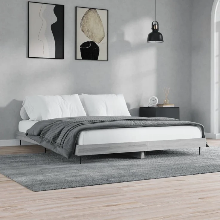 Doppelbett, Bettgestell Modernen ohne Matratze Grau Sonoma 160x200 cm Holzwerkstoff d2433e – Bild 2