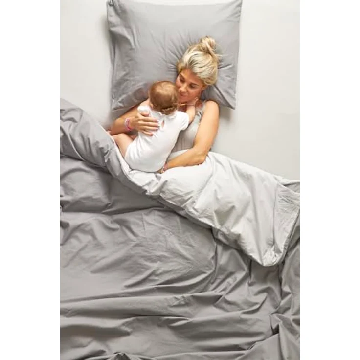 Meyco Home Basic Jersey Uni Spannbettlaken Doppelbett (Bettlaken mit weicher Jersey-Qualität, aus 100% Baumwolle, perfekte Passform durch Rundum-Gummizug, atmungsaktiv, Maße: 160x200 cm), Hellgrau – Bild 5