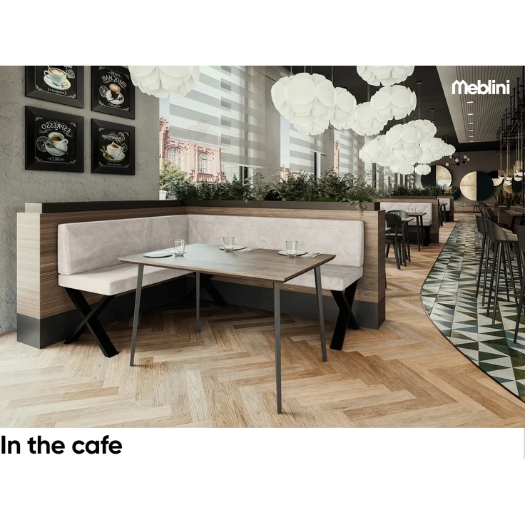MEBLINI Eckbank für Esszimmer - Küchenbank - Essecke - Sitzecke Küche - ERIC - X-Beine 128x168x87cm Links - Beige Samt – Bild 4