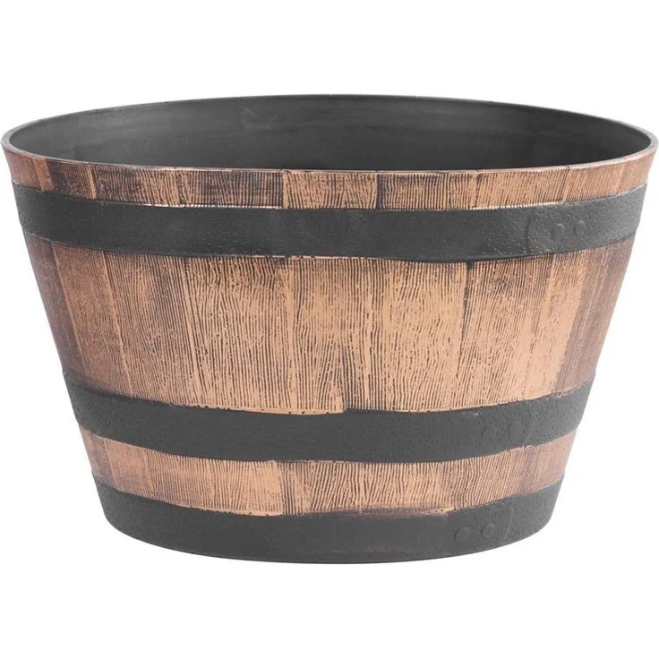 PROREGAL® Blumentopf Blumentopf 50x30cm Holz-effekt, Fass – Bild 3