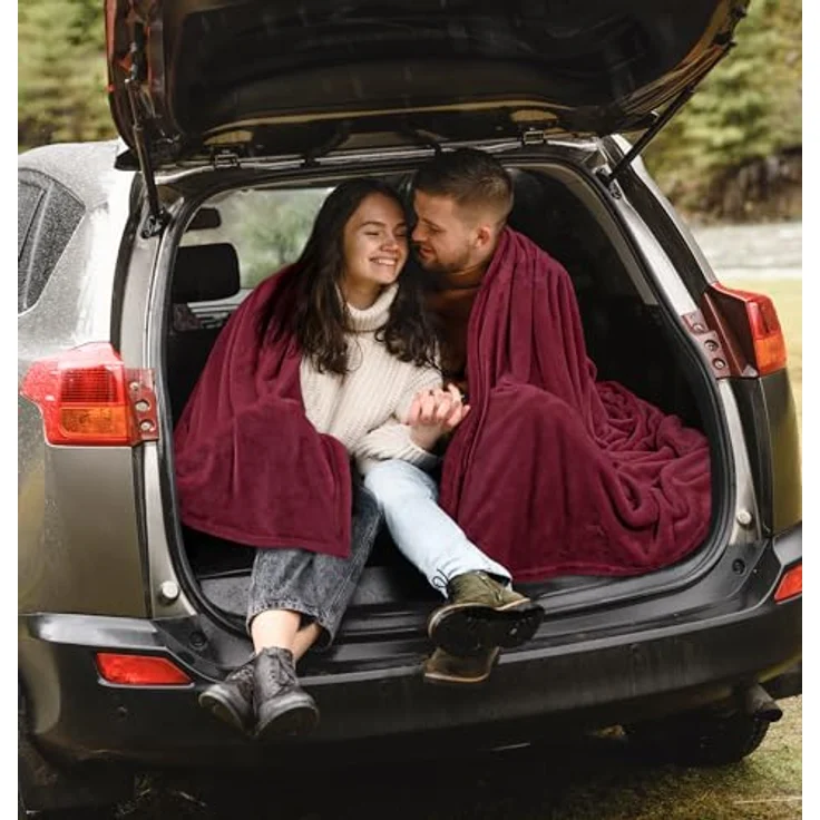 Utopia Bedding Fleecedecke Leichte Decke für Bett, Couch oder Sofa, Geeignet für alle Jahreszeiten [152x127 cm, Burgunder] – Bild 10