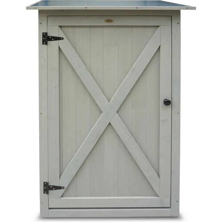HABAU Gartenschrank "Benno" aus Holz, Grau, 76 x 56 x 117 cm