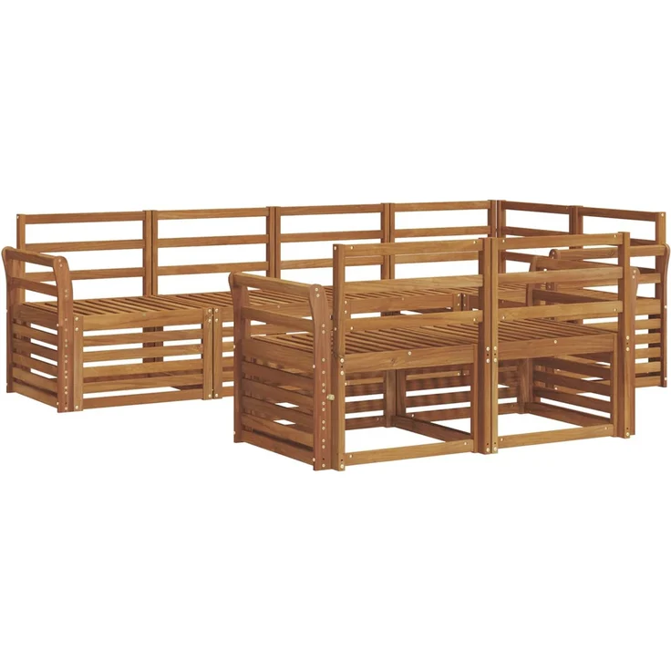 vidaXL Outdoor-Sofagarnitur 7 stk. 7-Sitzer Natur Massivholz Akazie 3374969 – Bild 2
