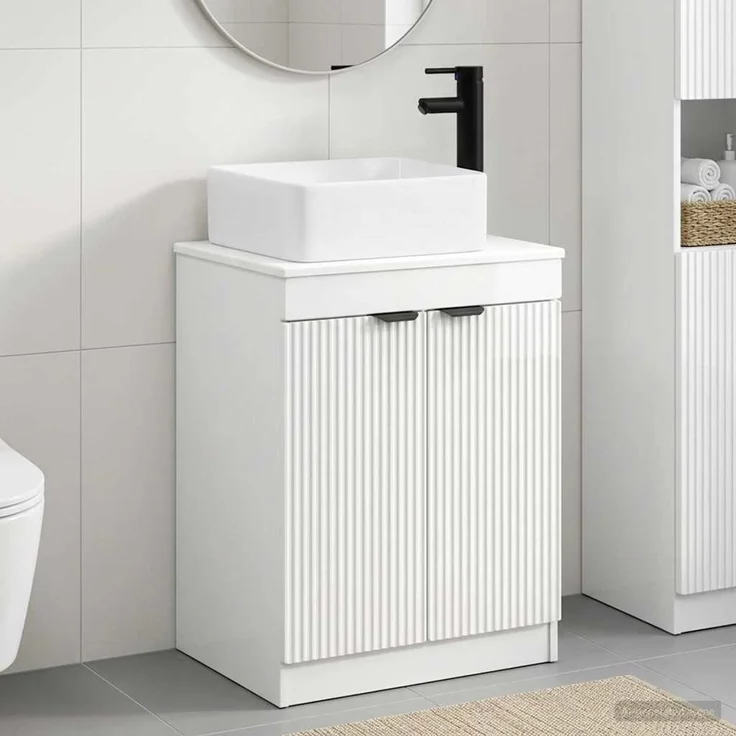 vidaXL Waschbeckenschrank Hochglanz Weiß 54 x 41 x 100 cm 3404226 – Bild 1