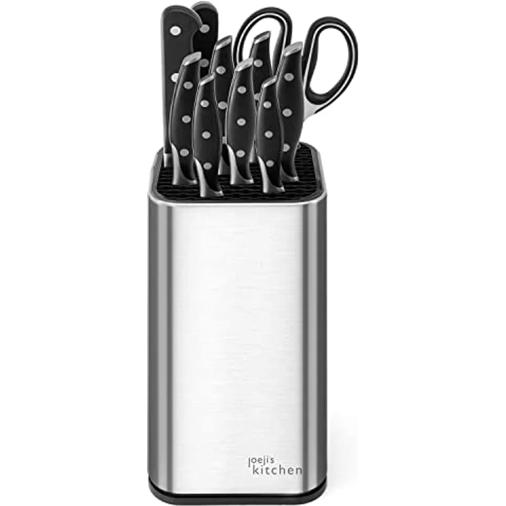 JOEJI’S KITCHEN Messerblock Messerblock ohne Messer mit extra Schlitzen Rostfreier Edelstahl – Bild 11