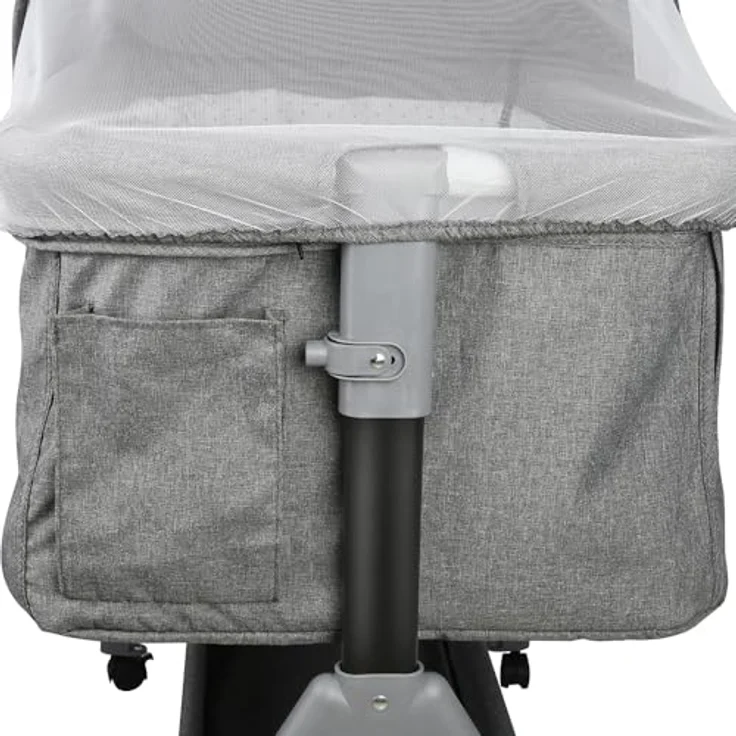 HUOLE 3 in 1 Beistellbett & Babywiege & Reisebett, 4-stufig Höhenverstellbares Babybett, neigbar, Kinderbett, Stubenwagen für Babys bis 25kg belastbar-104 * 52 * 100-110cm – Leinengrau – Bild 5