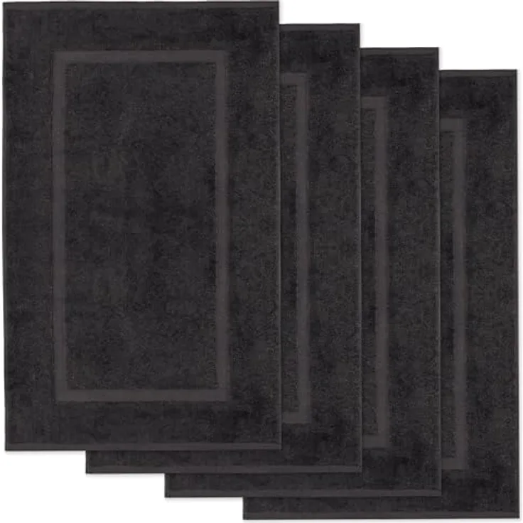 Lavea Badematte 4er Set Badeteppiche Elena Frottee 50x80 cm Badvorleger, 100% Baumwolle, 500 g/m² Frottier, weich & saugstark, pflegeleicht