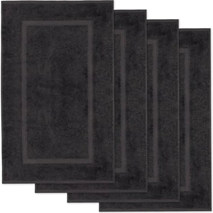 Lavea Badematte 4er Set Badeteppiche Elena Frottee 50x80 cm Badvorleger, 100% Baumwolle, 500 g/m² Frottier, weich & saugstark, pflegeleicht – Bild 1