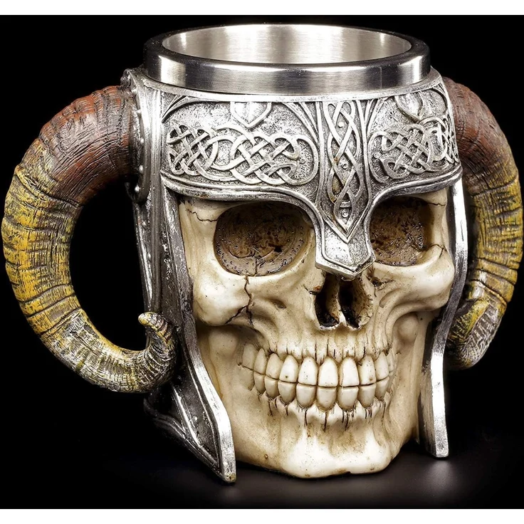 Figuren Shop GmbH Bierkrug Wikinger Totenkopf Krug - Walhalla - Gothic Bierkrug – Bild 4