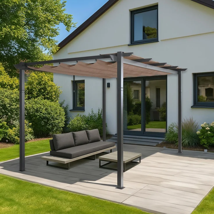 Mendler 'HWC-N93' Pergola, Aluminium taupe, 3 x 4 m – Bild 1