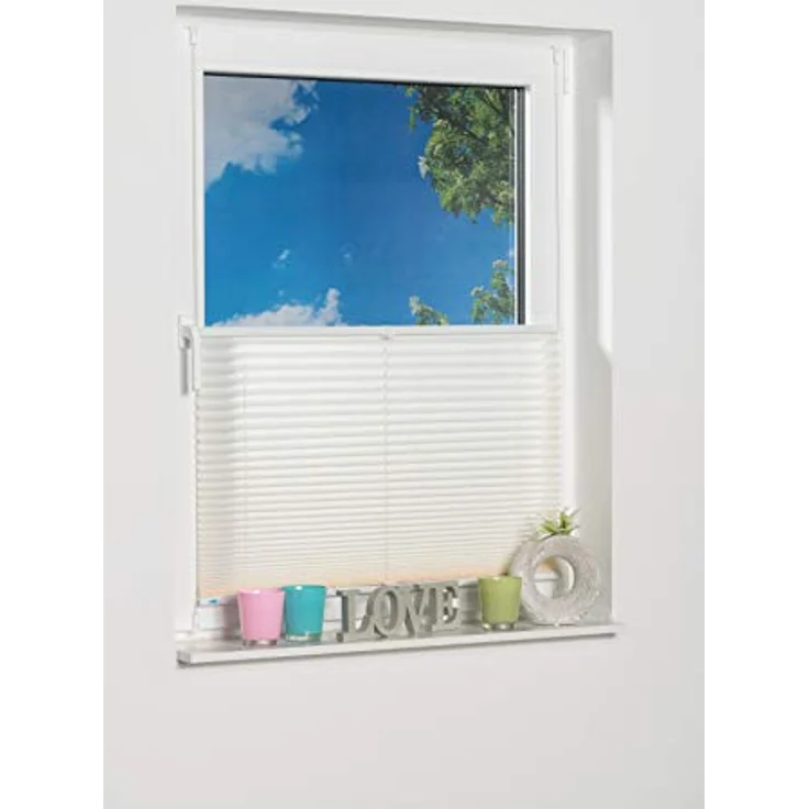 K-home Klemmfix-Plissee Palma 95x210 cm (B x L) Creme Lichtschutz +++ Moderne Crushed Optik +++ – Bild 5