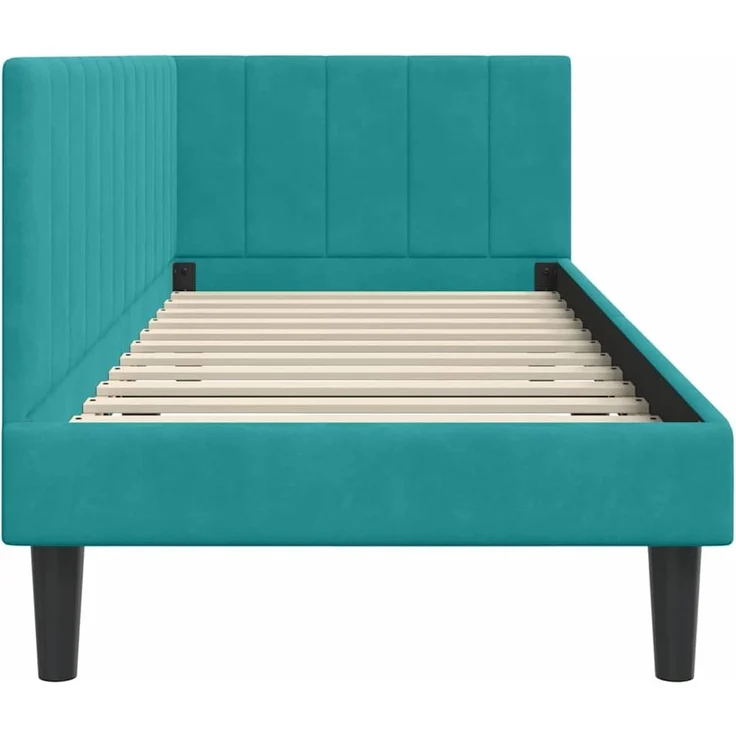 vidaXL Eckbettgestell mit Kopfteil Türkis 80 cm x 200 cm Samt 42016336 – Bild 5