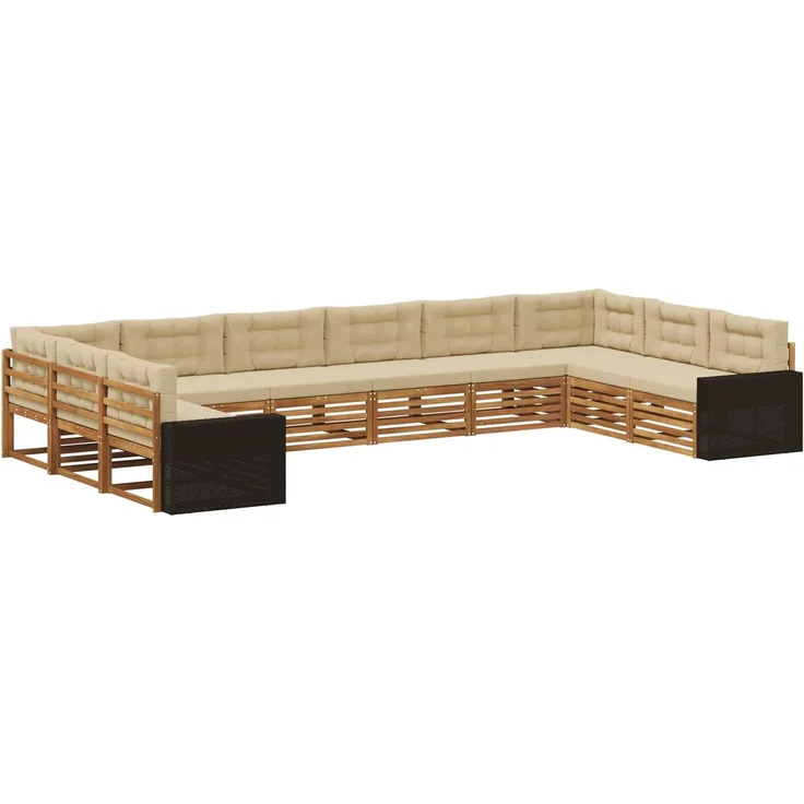 vidaXL Outdoor-Sofagarnitur 10 stk. 10-Sitzer Natur und Beige 3383906 – Bild 2