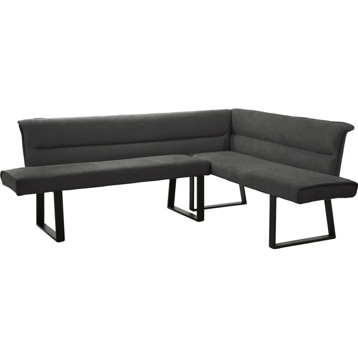 OTTO home Eckbankgruppe (Set, 4-tlg. Tisch, Bank und 2 Stühle), Taschenfederkern, Tisch (140x90 cm) schwarz, Bank und Stühle anthrazit oder beige – Bild 2