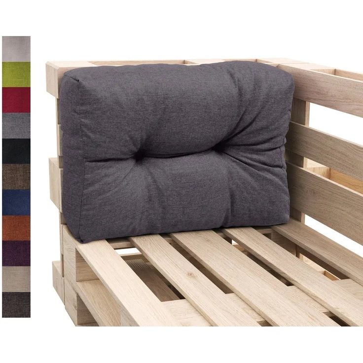 sunnypillow Rückenkissen Palettenkissen gesteppt Seitenkissen 60 x 40 x 15 cm, Anthrazit – Bild 5