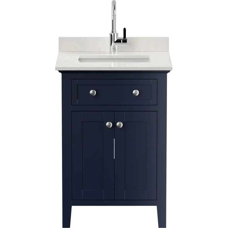 Landhaus Badmöbel Postigo 60 Quarz Carrara montiert blau lackiert : Blau lackiert – Bild 9
