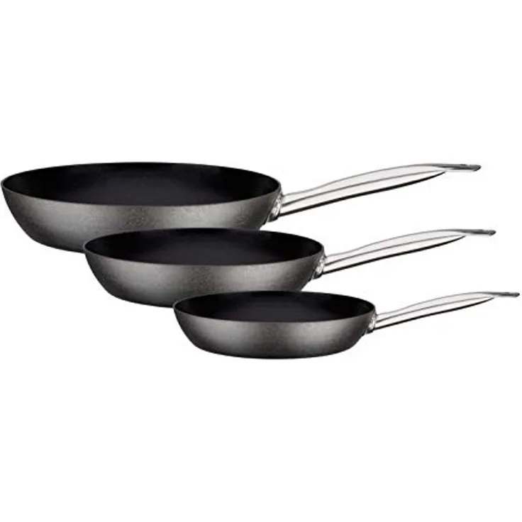 GSW Pfannen-Set Avanti, Karbon-Stahl (Set, 3-tlg, 1x Bratpfanne Ø 20 cm, 1x Bratpfanne Ø 24 cm, 1x Bratpfanne Ø 28 cm), Induktion