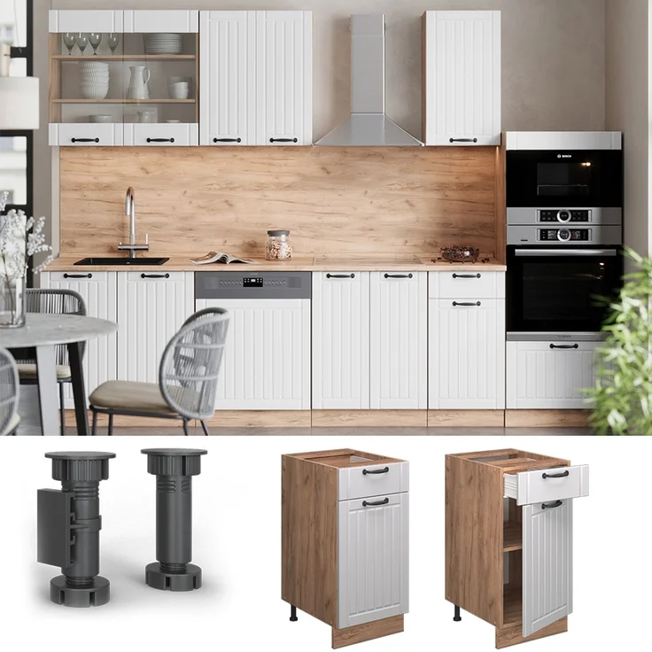 Küchenunterschrank Fame-Line Weiß Landhaus 40 cm ohne Arbeitsplatte Vicco – Bild 3