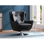 Vente-unique - Drehsessel - Leder - Schwarz - ANABA